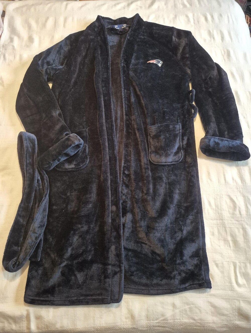 New England Patriots Men's L/XL Silk Touch Bath Robe embroidered logo VGUC